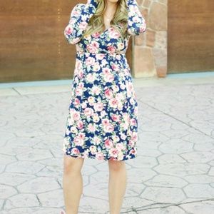 Pinkblush maternity/nursing floral wrap dress